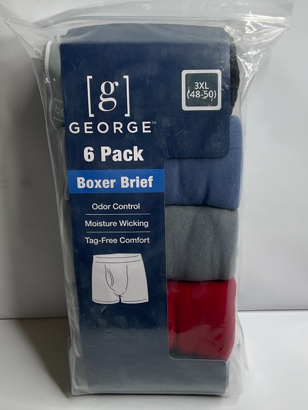 George Men’s Cotton Blend Stretch Boxer Briefs 6 Pack size 3X ( 48-50)